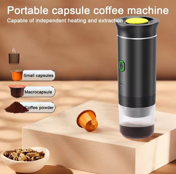 Przenośny ekspres do kawy 3 w 1 USB do espresso, kapsułek i kawy mielonej &ndash; kompaktowy, bezprzewodowy, z podgrzewaniem.