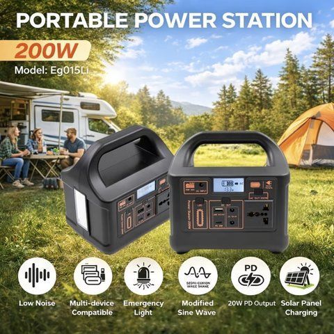 Портативна електростанція 200W &mdash; LiFePO4 батарея, з функцією UPS, розеткою 220В, швидкою зарядкою PD та сонячним входом. 2957093354 фото