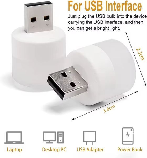 Портативна USB світлодіодна лампа-нічник із теплим (3000К) світлом, працює від Power Bank, та ін. ґаджетів 5В 2774282336 фото