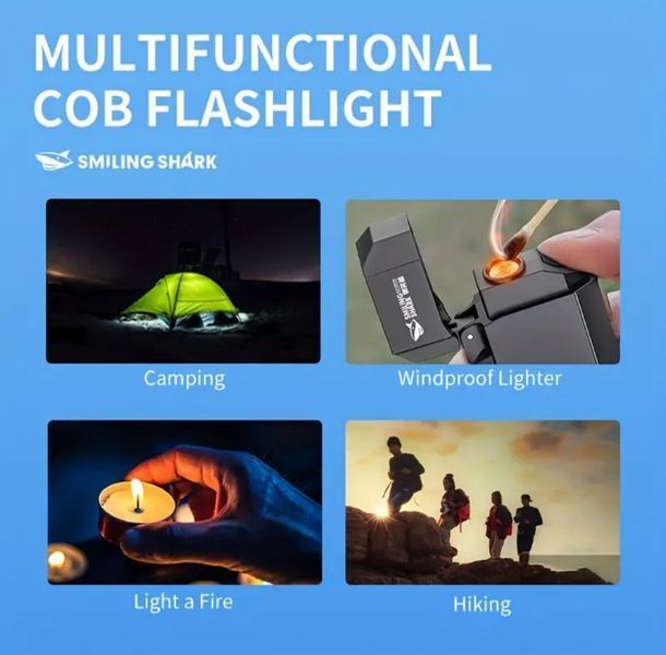 Brichetă-lanternă re&icirc;ncărcabilă SMILING SHARK TIP-137 COB, ultra-luminoasă, cu &icirc;ncărcare Type-C, de buzunar 2784262960 foto