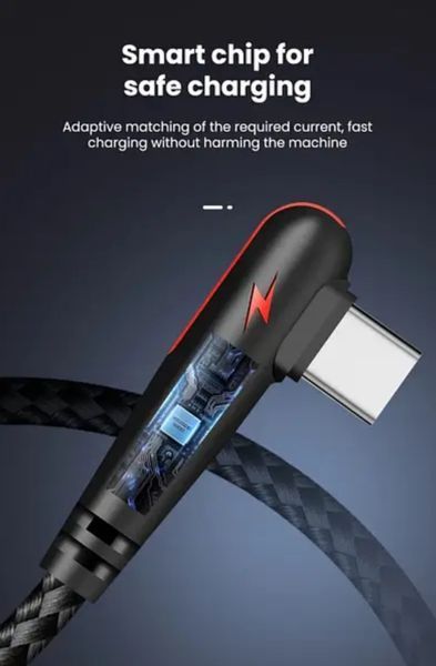 Кабель USB Type-C для швидкого заряджання Huawei Mate (2 метра), 90 градусів, чорний 2554736546 фото