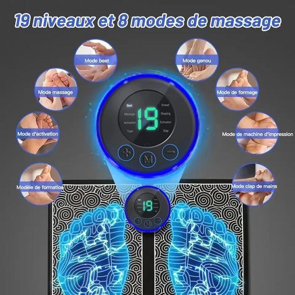Умный USB массажёр для ног с EMS стимуляцией, 8 режимов массажа и 19 уровней интенсивности 2663674068 фото