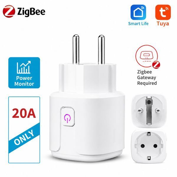 Розумна розетка Tuya ZigBee 20A EU з моніторингом енергоспоживання (працює тільки через ZigBee шлюз) 3078669006 фото