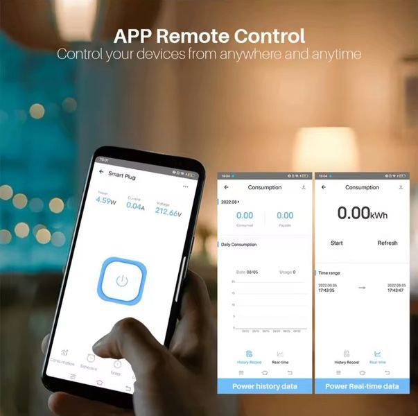 Розумна розетка із Wi-Fi та Bluetooth, 20А, із таймером та моніторингом розходу енергії 2571833444 фото