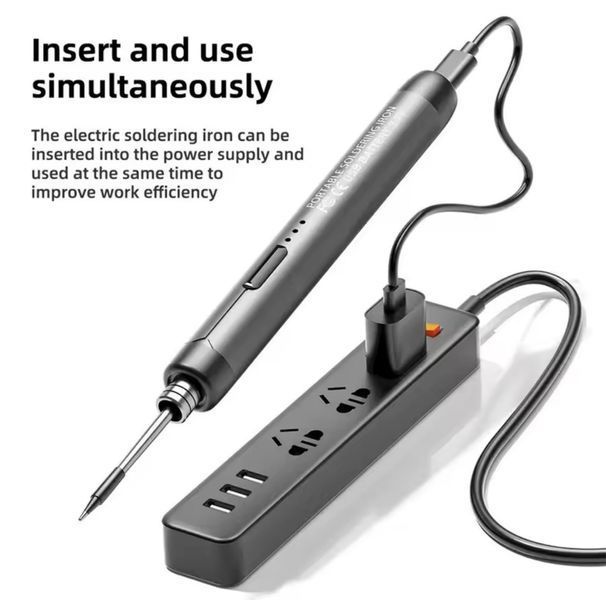 Портативный USB/беспроводной паяльный набор с регулируемой температурой. Черный 2873070649 фото
